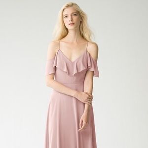 Jenny Yoo Mila Luxe Chiffon Dress Whipped Apricot Size 2